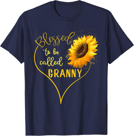 Sunflower Heart Blessed To Be Called Granny T-Shirt - T-Shirt | Navy