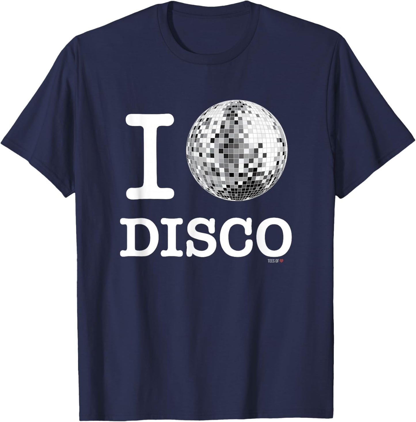 Official I Love Disco , White Mirror Ball Shirt T-Shirt - T-Shirt | Navy