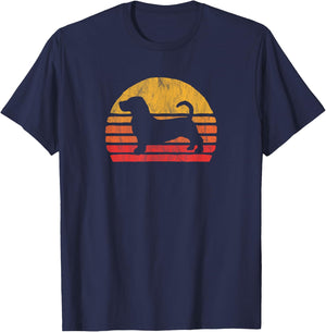 Retro Bassett Hound Sun - Vintage Dog Breed Design Women Kids T-Shirt - T-Shirt | Navy