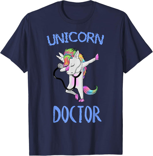 Unicorn Doctor dabbing dab dance T-Shirt - T-Shirt | Navy