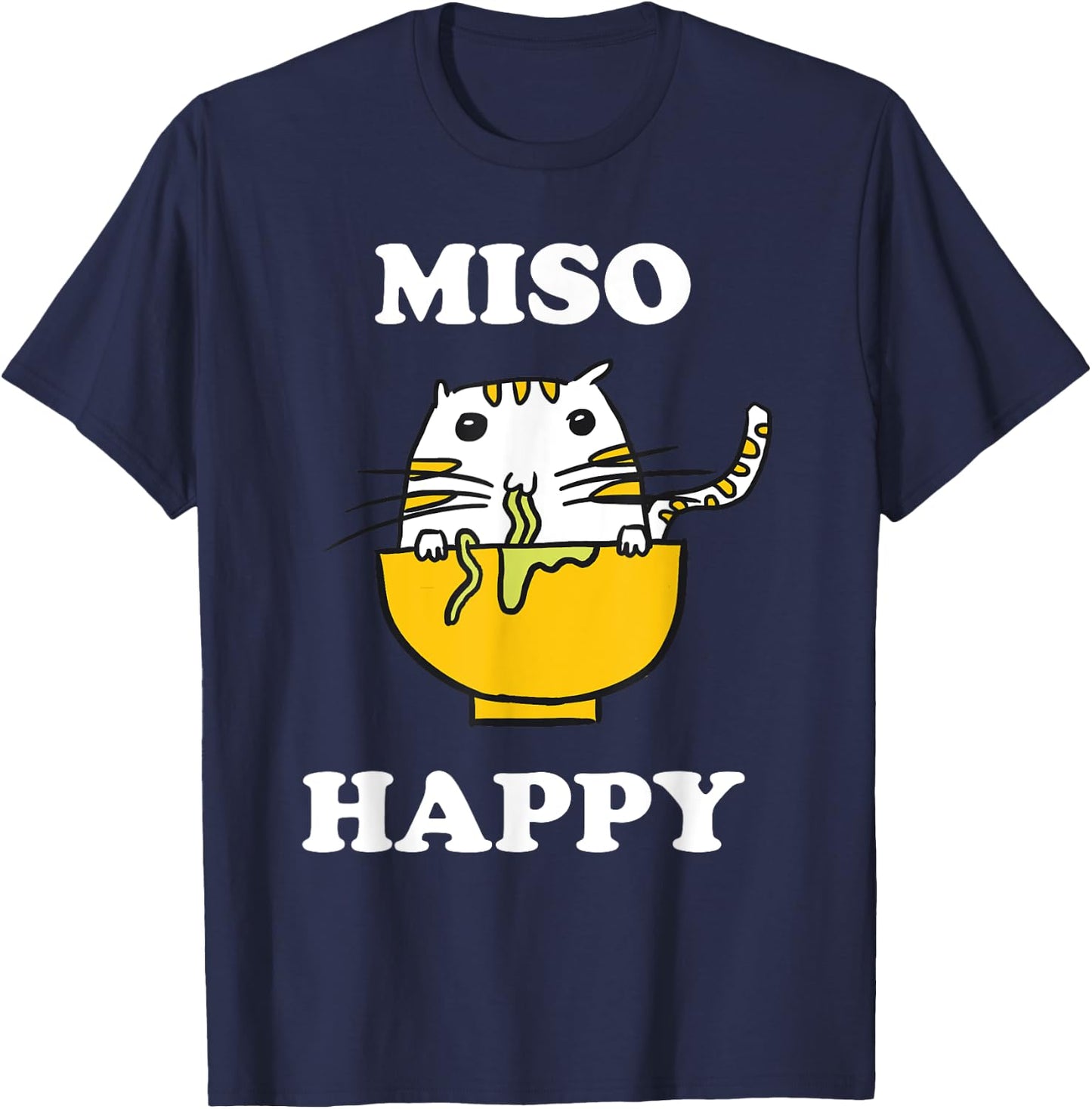 Miso Happy Quote Japanese Cat Lover Pun Funny Japan Women Kids T-Shirt - T-Shirt | Navy