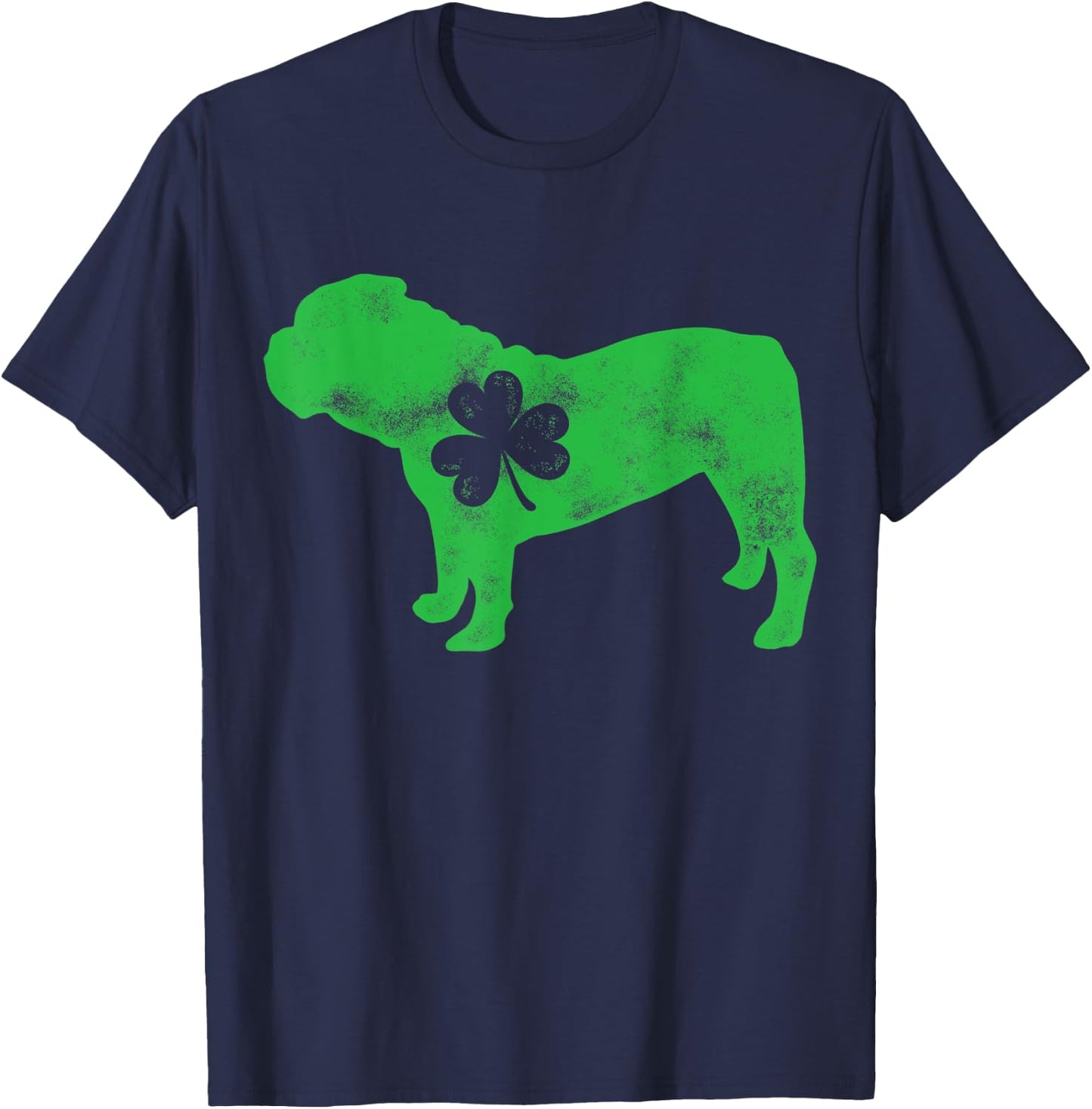 English Bulldog St Patricks Day Boys Men Dog Shamrock Gift T-Shirt - T-Shirt | Navy