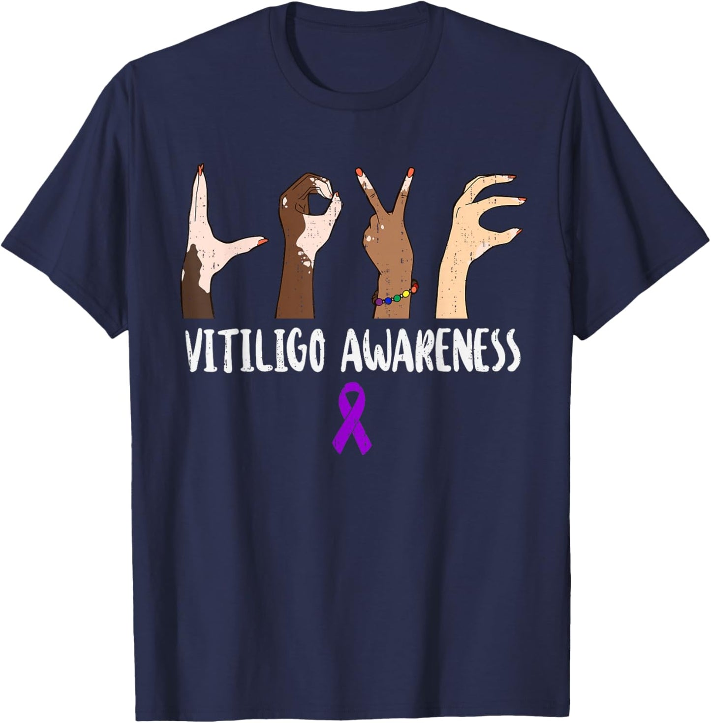 Vitiligo Awareness Positive Messages Skin Disorder T-Shirt - T-Shirt | Navy