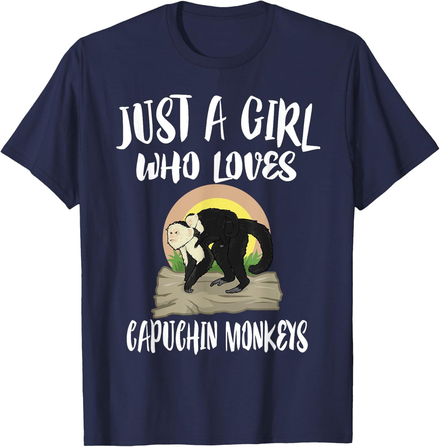 Just A Girl Who Loves Capuchin Monkeys T-Shirt - T-Shirt | Navy