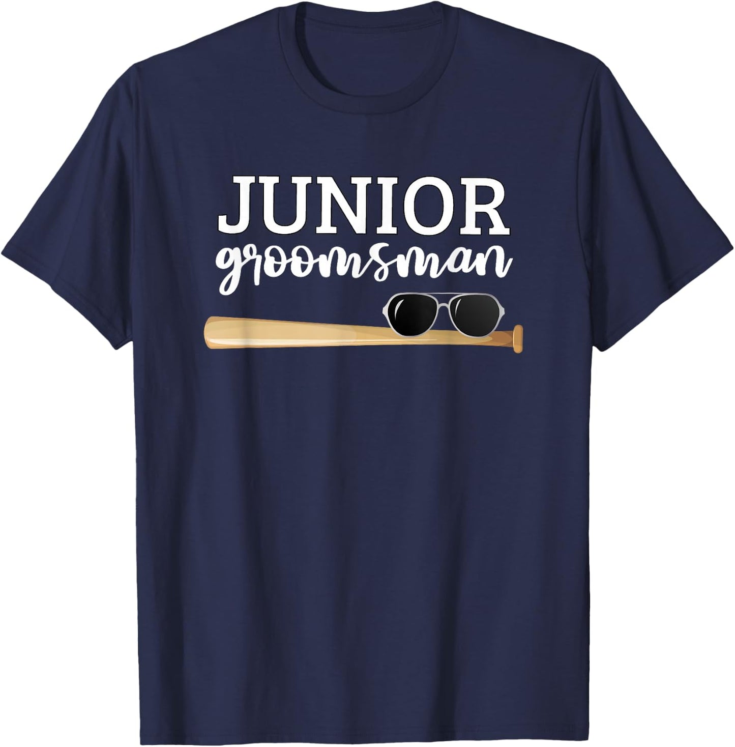 Junior Groomsman Baseball Bat Wedding Party Jr Boys Gift T-Shirt - T-Shirt | Navy