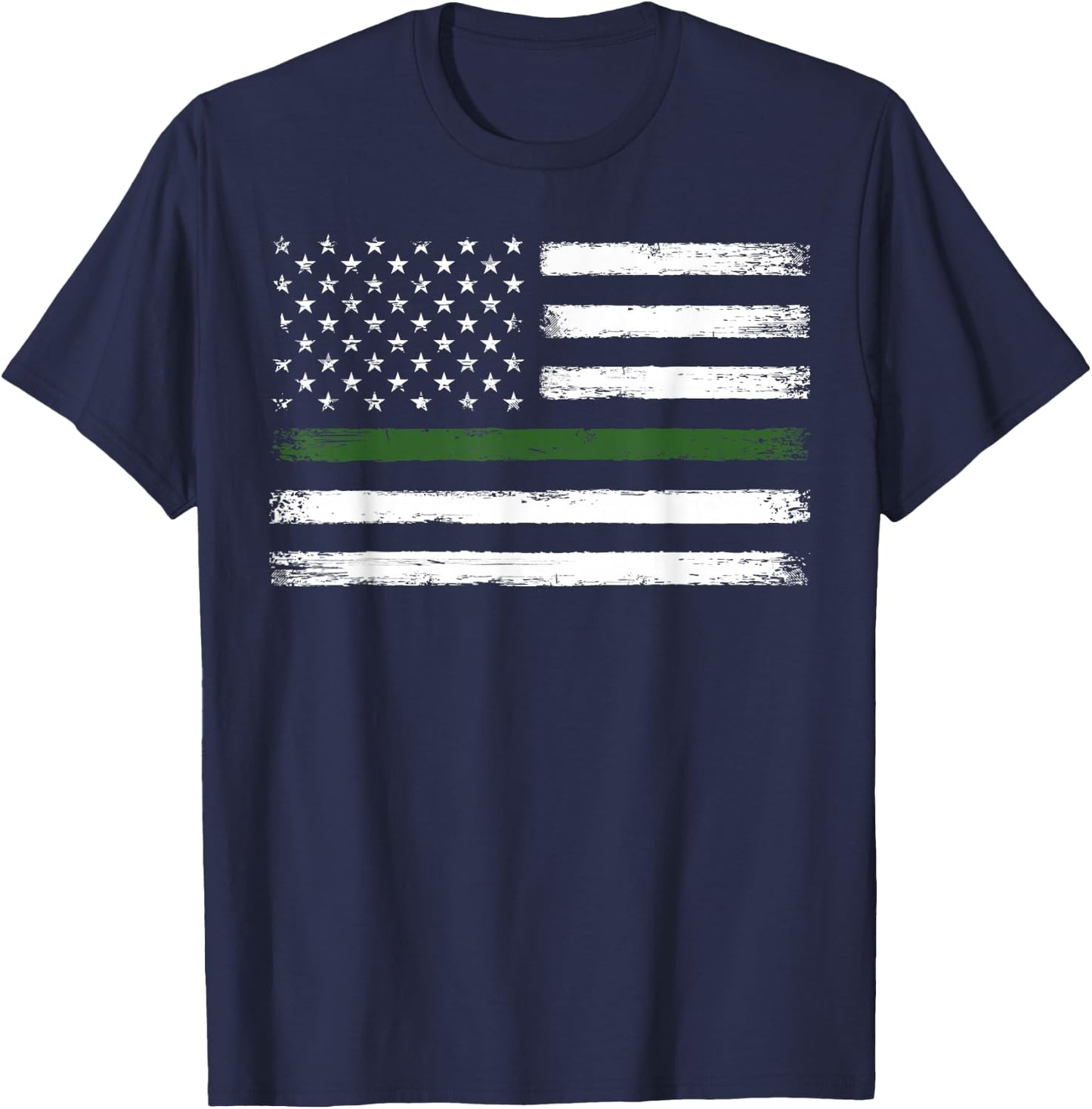 Thin Green Line Flag Military Family, Vintage, Patriotic T-Shirt - T-Shirt | Navy