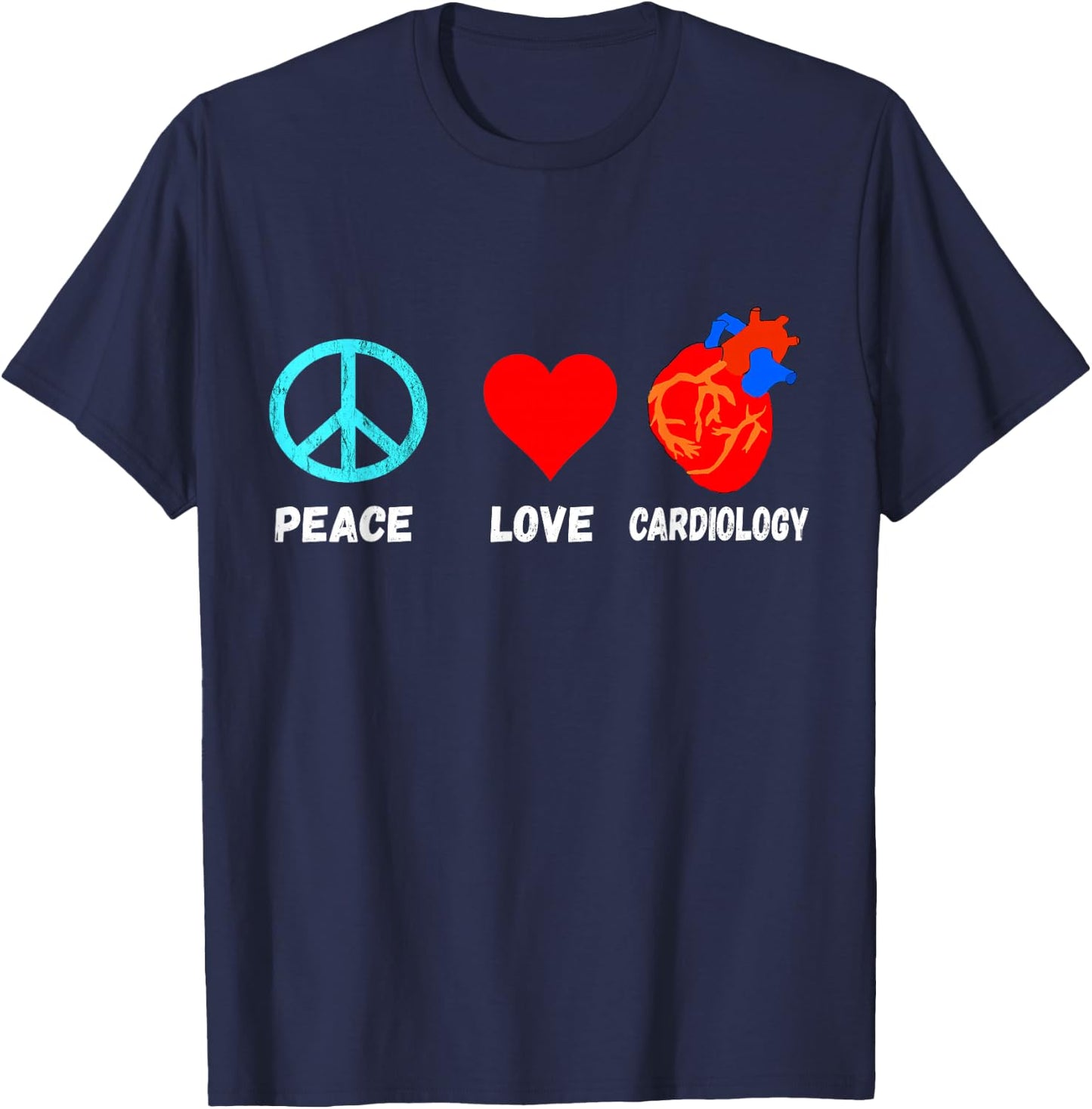 Cardiology Peace Love Anatomy Heart Cardiologist Heart Surgeons T-Shirt - T-Shirt | Navy