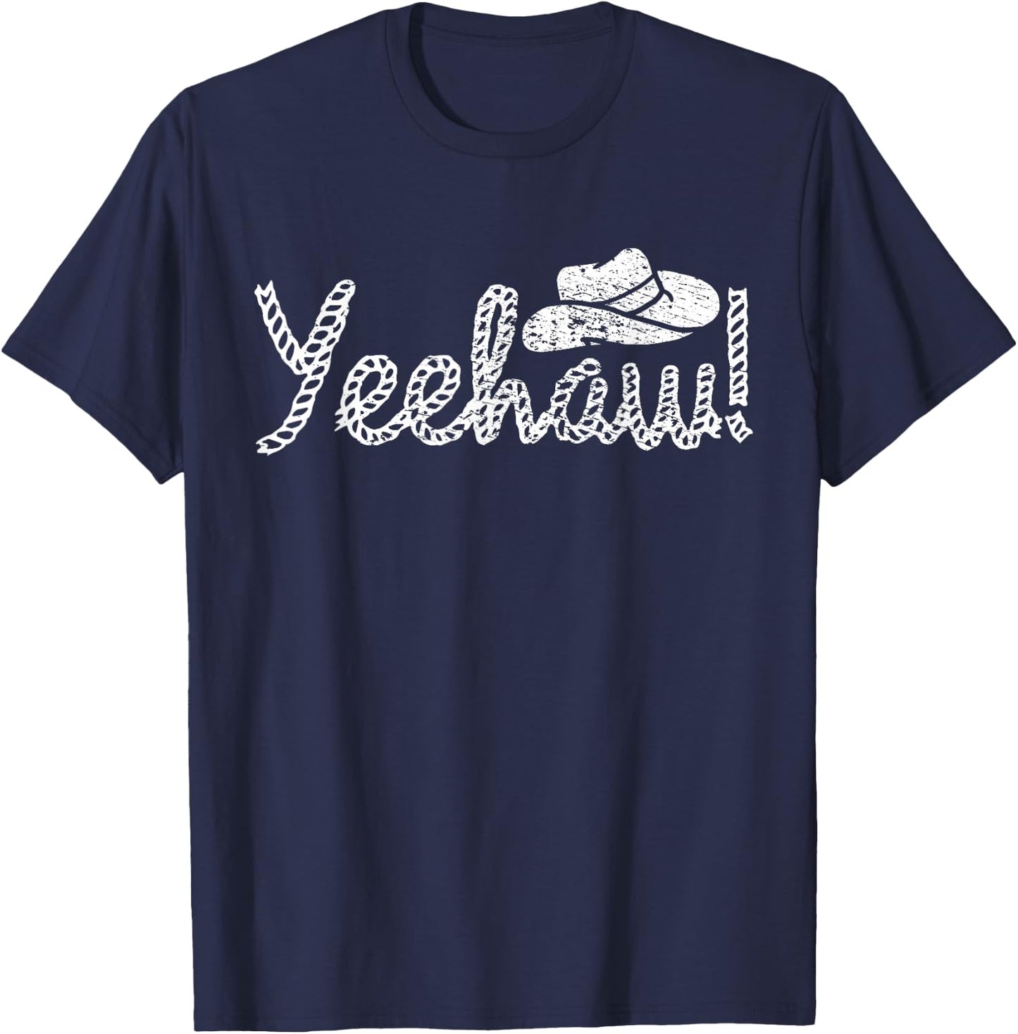 Vintage Yeehaw Cowboy Western Country T-Shirt - T-Shirt | Navy