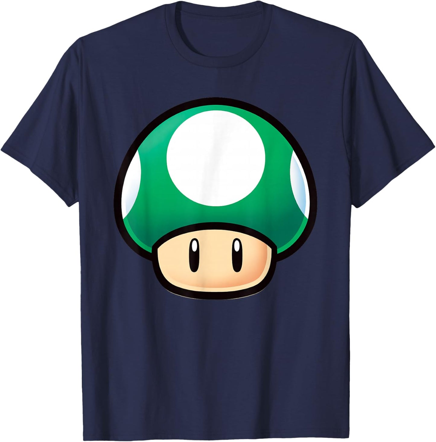 Super Mario Green Mushroom Big Face T-Shirt - T-Shirt | Navy