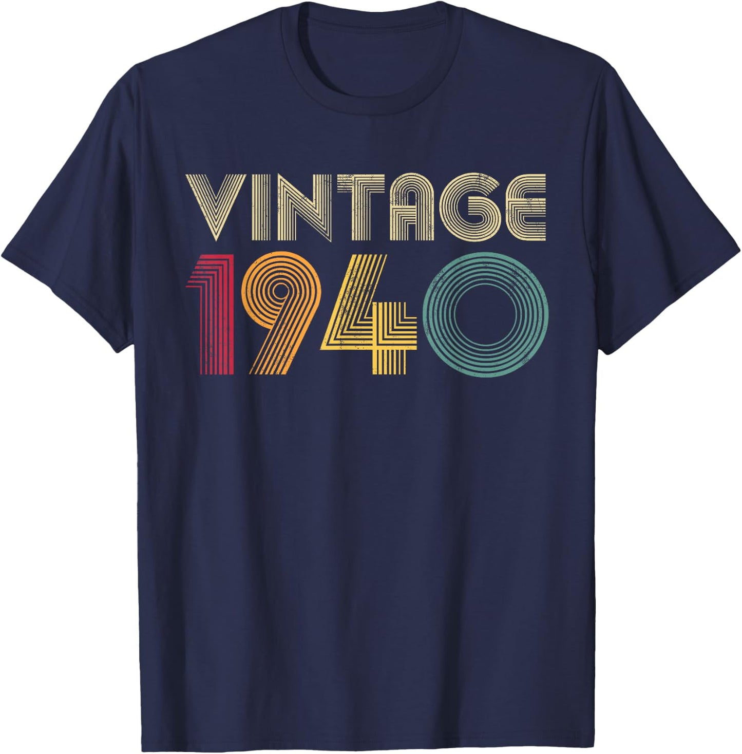 1940 84th Birthday Gift Vintage 84 Years Old Men Women Retro T-Shirt - T-Shirt | Navy