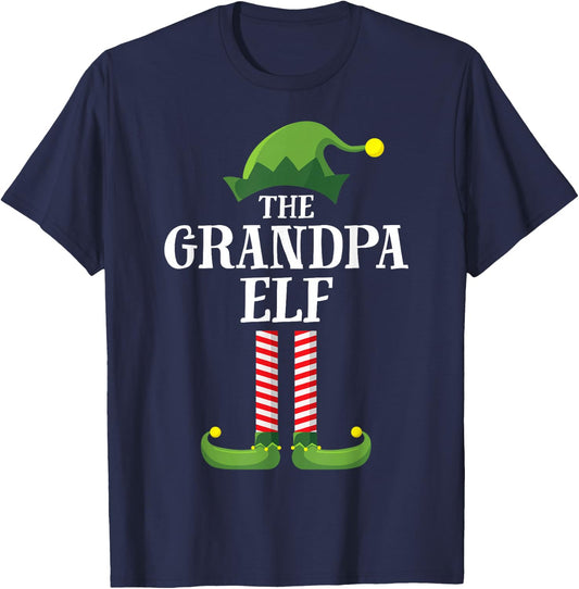 Grandpa Elf Matching Family Group Christmas Party Pyjamas T-Shirt - T-Shirt | Navy
