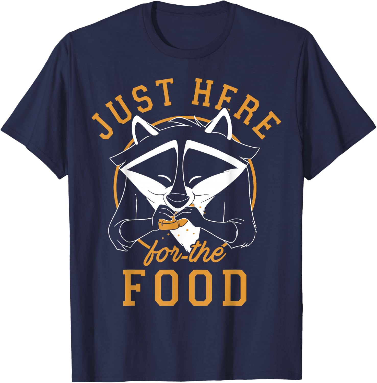 Disney Pocahontas Meeko Just Here for The Food Portrait Small T-Shirt - T-Shirt | Navy