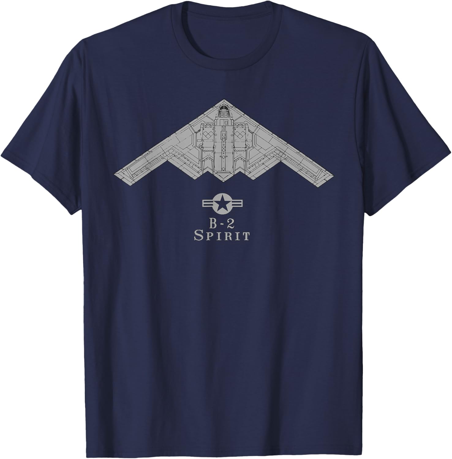 B-2 Spirit Stealth Bomber Tech Drawing Military Airplane T-Shirt - T-Shirt | Navy