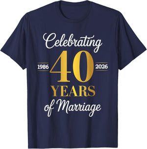 Celebrating 40 Years of Marriage 40th Anniversary T-Shirt - T-Shirt | Navy