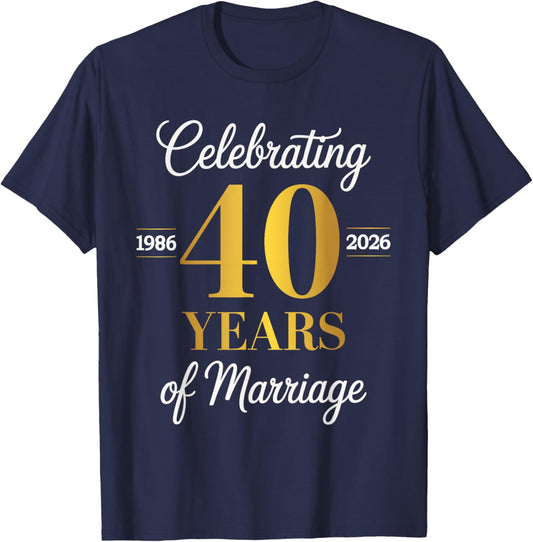 Celebrating 40 Years of Marriage 40th Anniversary T-Shirt - T-Shirt | Navy