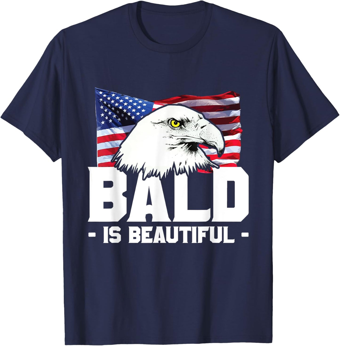 Bald Is Beautiful Patriotic American Eagle Gift Kids Men T-Shirt - T-Shirt | Navy