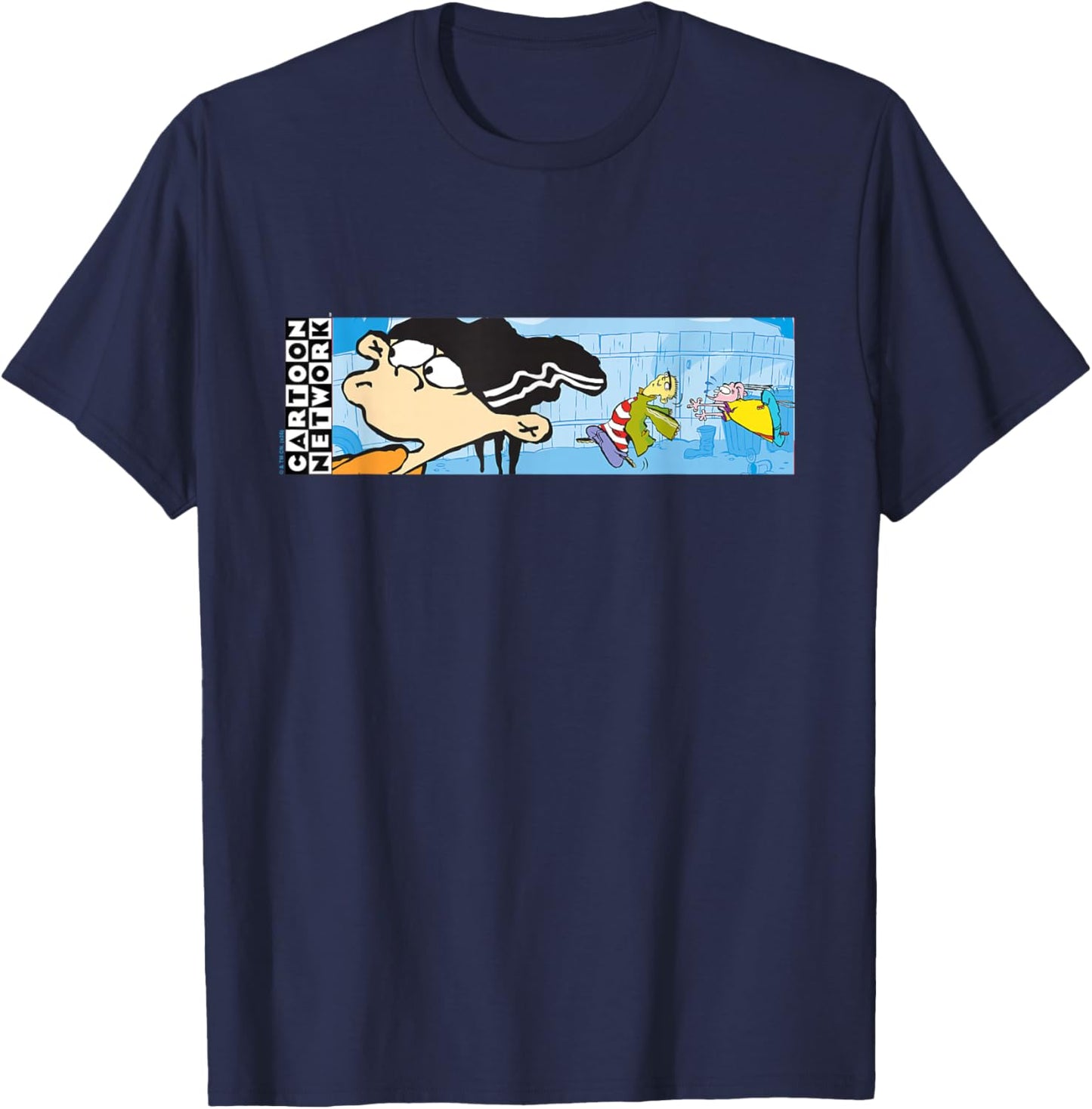 Ed EDD N Eddy Panoramic Scene Y2K Funny Cartoon Network T-Shirt - T-Shirt | Navy
