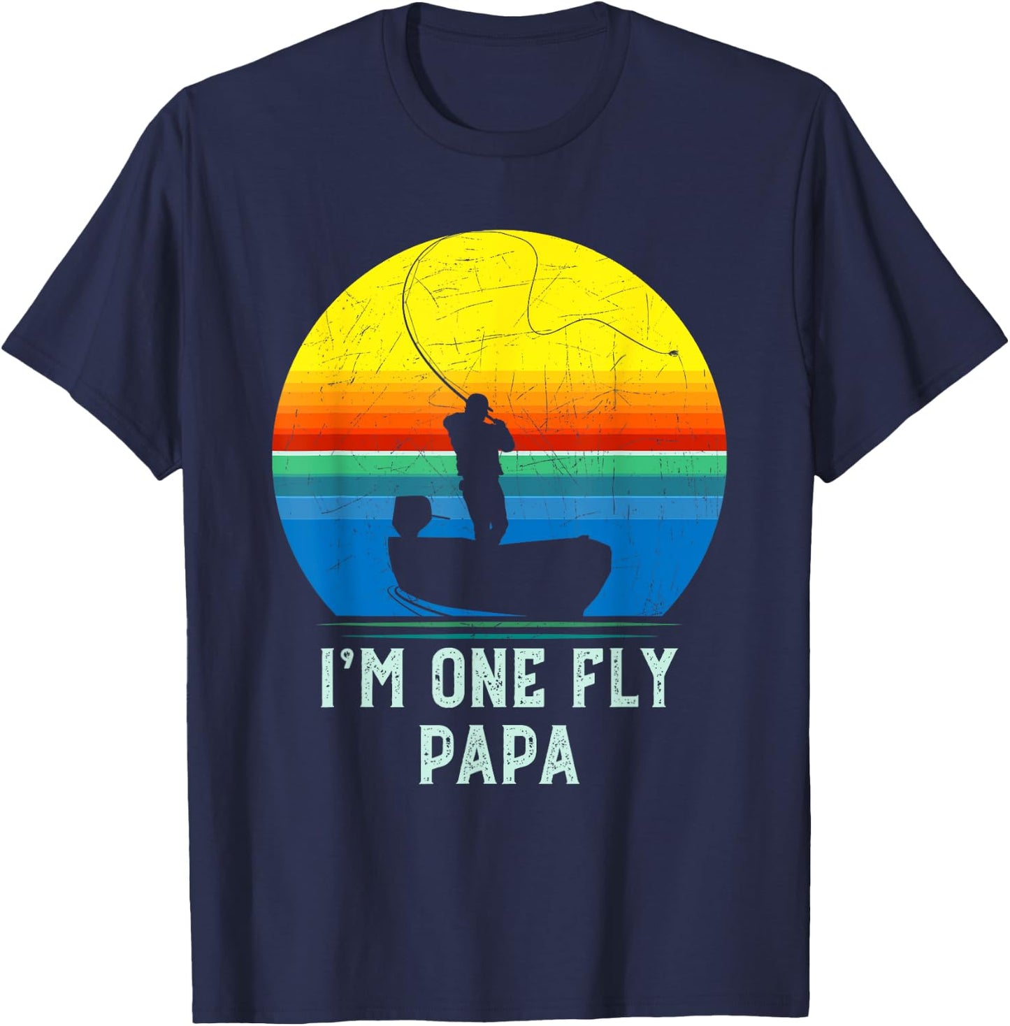 Fly Fishing Gift Dad-Papa-Father- Fly Fishing T-Shirt - T-Shirt | Navy