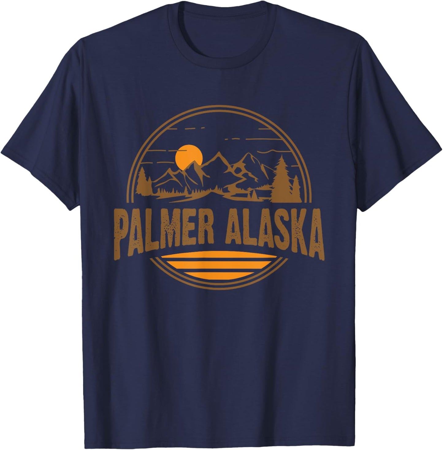 Vintage Palmer, Alaska Mountain Hiking Souvenir Print T-Shirt - T-Shirt | Navy