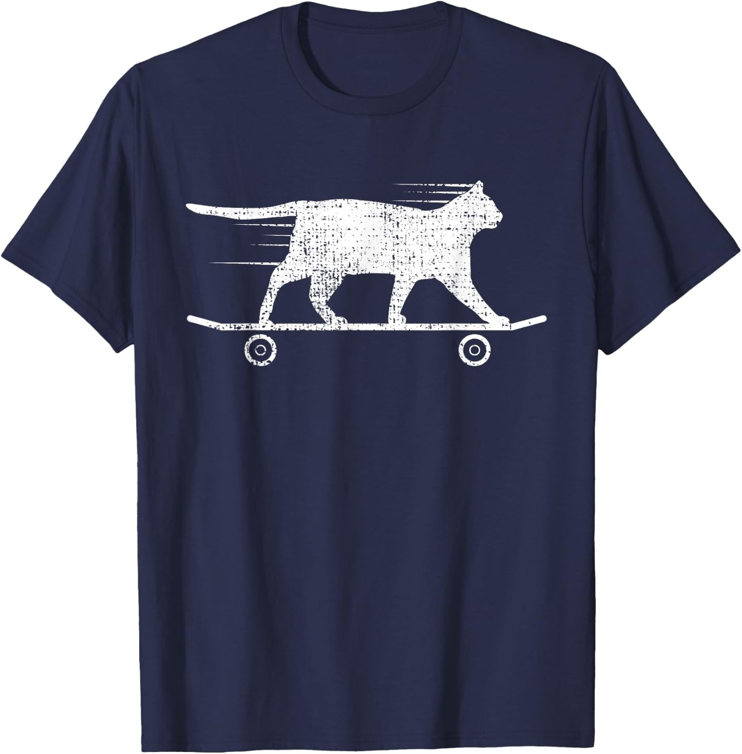 Skateboard Cat Kitten Gift Owner Lover T-Shirt - T-Shirt | Navy