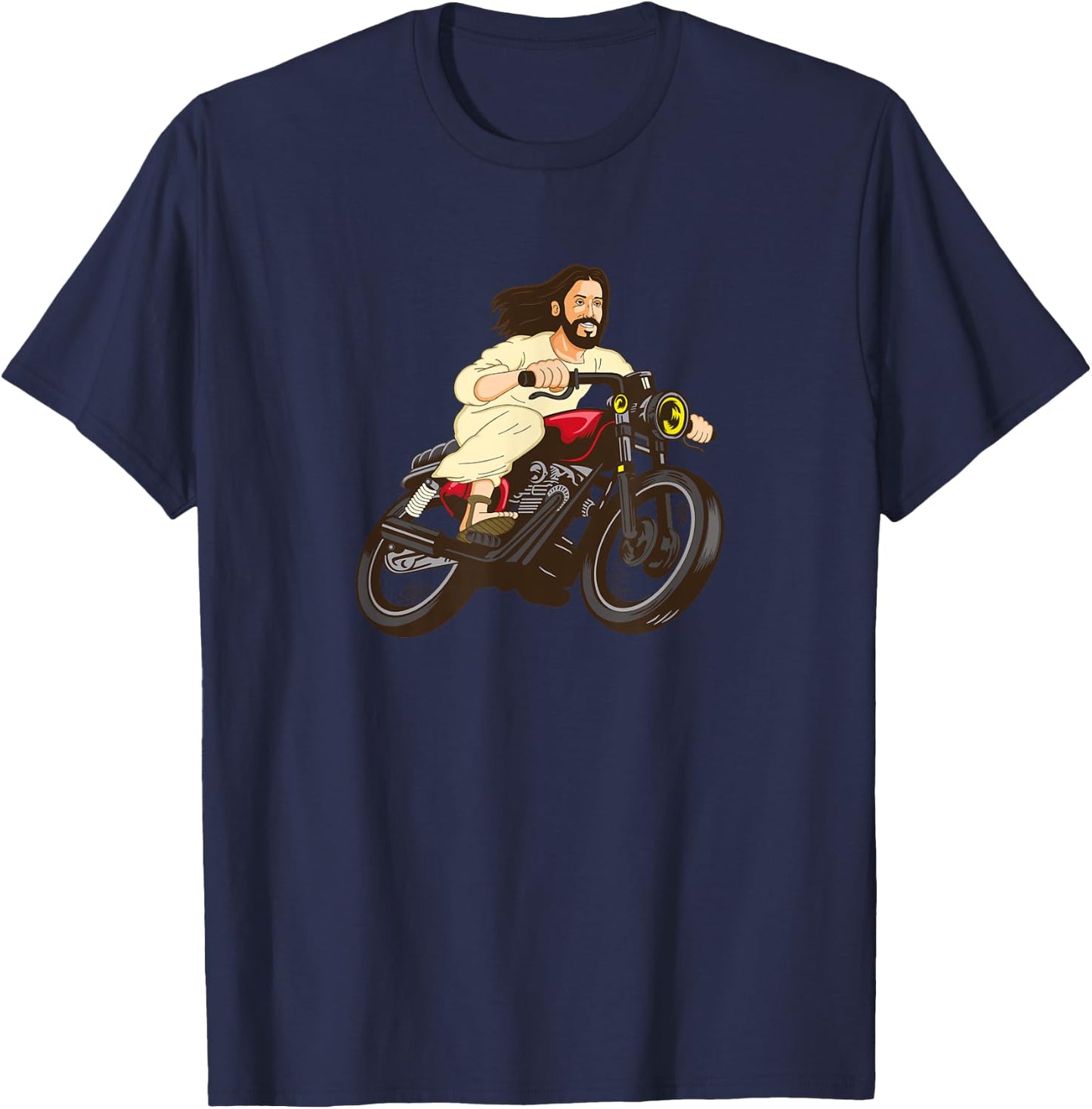 Christ on a Motorcycle Lord Jesus God Church Gift T-Shirt - T-Shirt | Navy