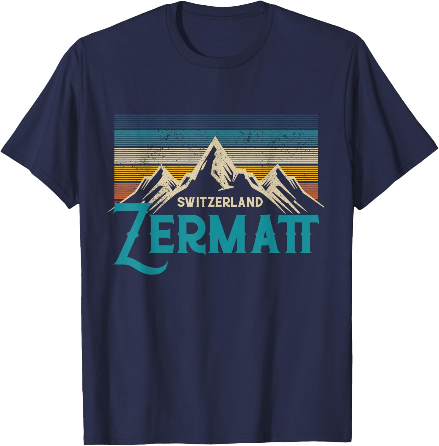 Zermatt Switzerland Vintage Mountains Ski Souvenir Gift T-Shirt - T-Shirt | Navy
