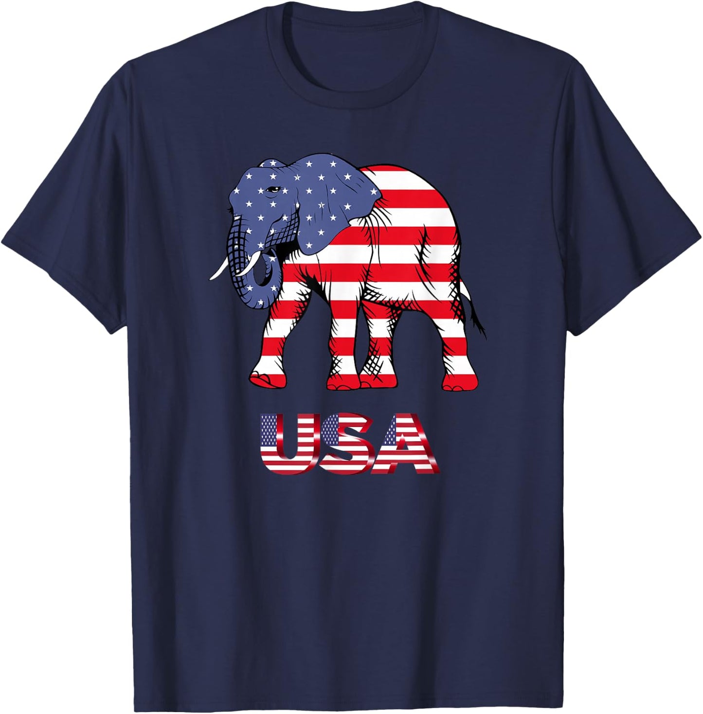 American Elephant Patriotic USA Republican GOP Women Kids Men T-Shirt - T-Shirt | Navy
