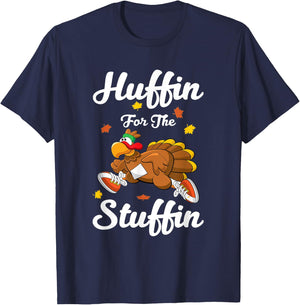 Huffin For The Stuffin Thanksgiving Turkey Trot 5k Race T-Shirt - T-Shirt | Navy