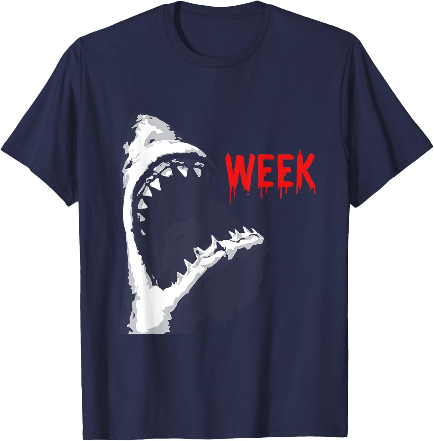 Bloody Week Funny Shark Opening Jaw Teeth Sharks Lover T-Shirt - T-Shirt | Navy
