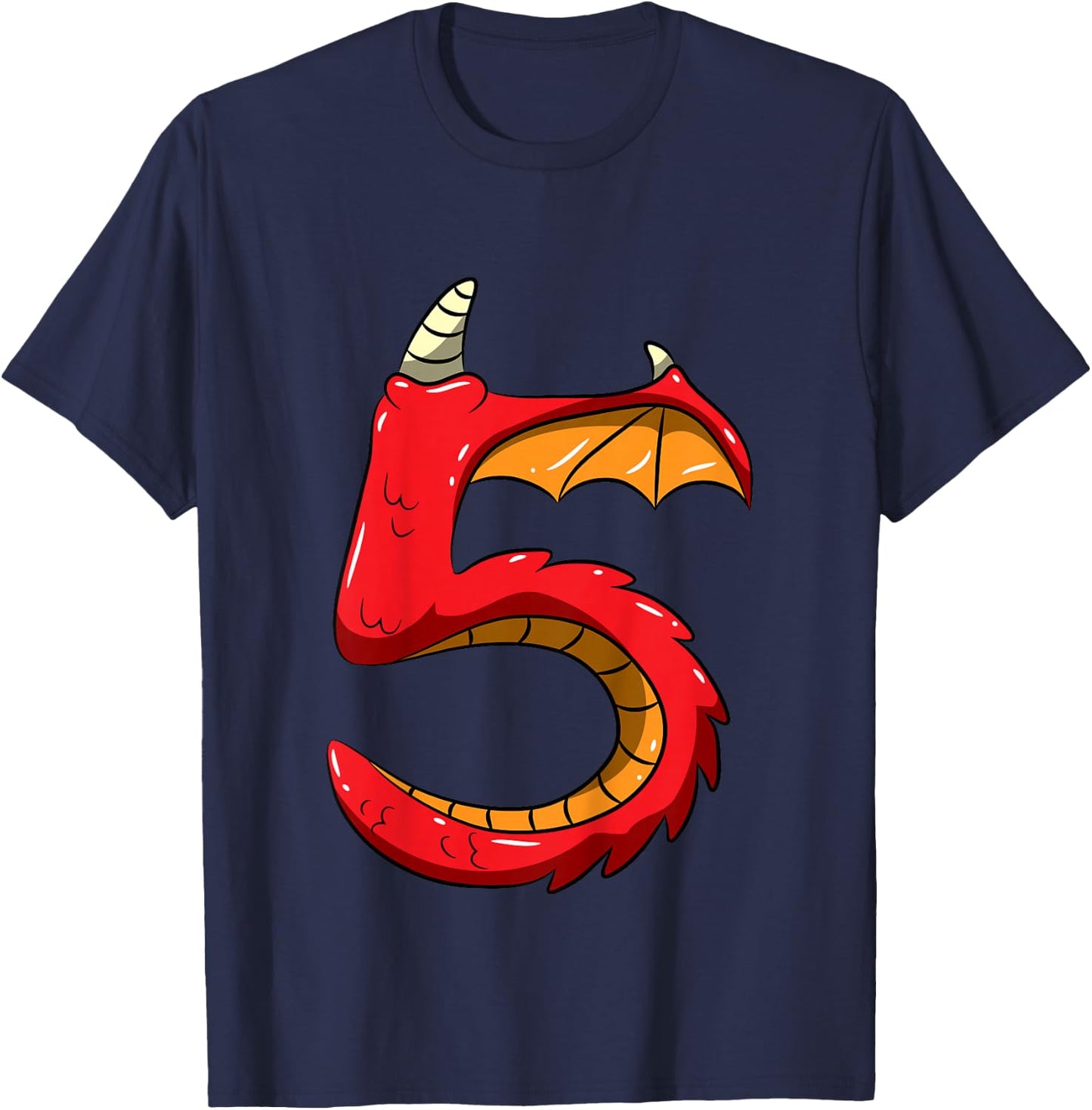 5 Years Old Birthday 5th Birthday Little Monster Dragon T-Shirt - T-Shirt | Navy