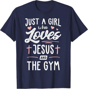 Just A Girl Who Loves Jesus And The Gym Gift Women T-Shirt - T-Shirt | Navy