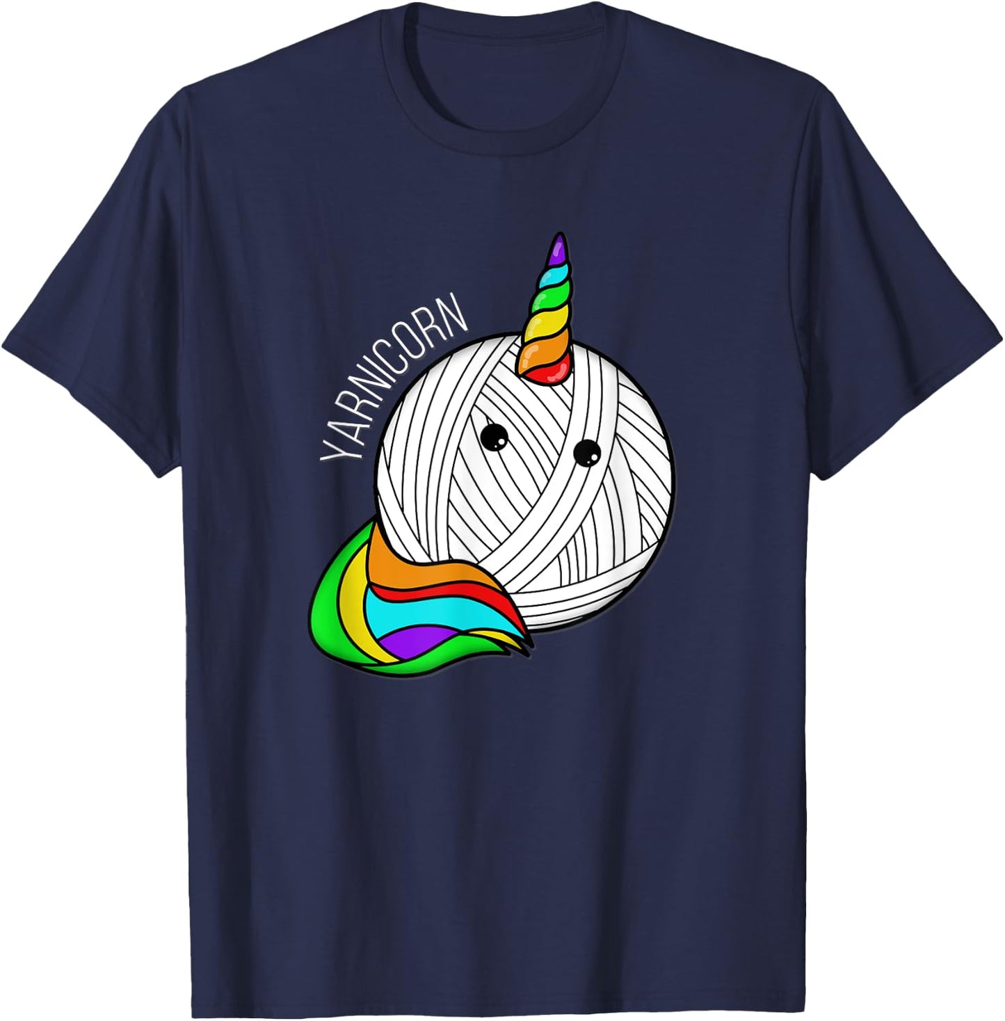 Funny Yarn Art Unicorn - Yarn Horn Crochet Pictures T-Shirt - T-Shirt | Navy