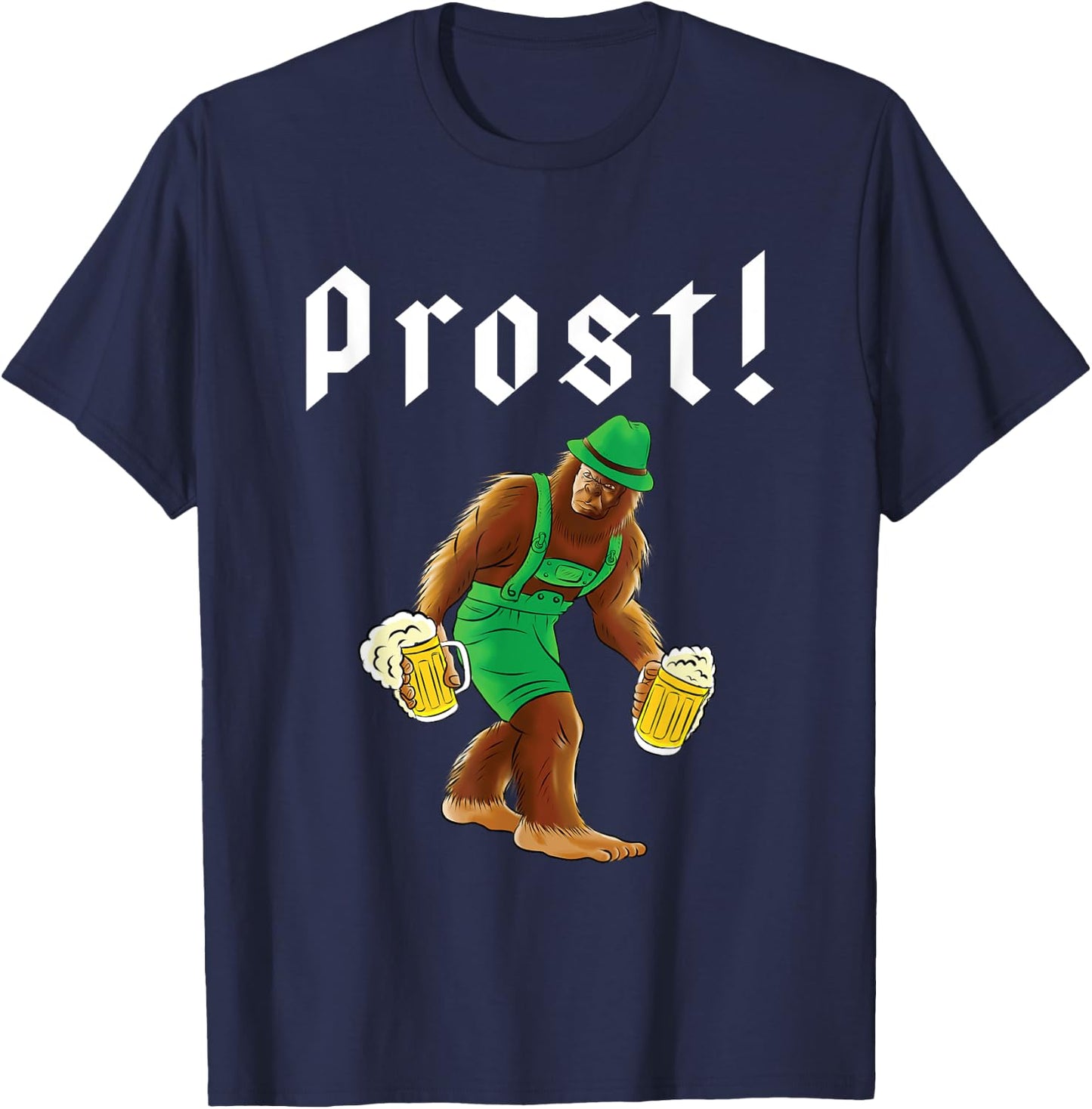 Bigfoot in Lederhosen Costume Oktoberfest Party Beer Drinking T-Shirt - T-Shirt | Navy