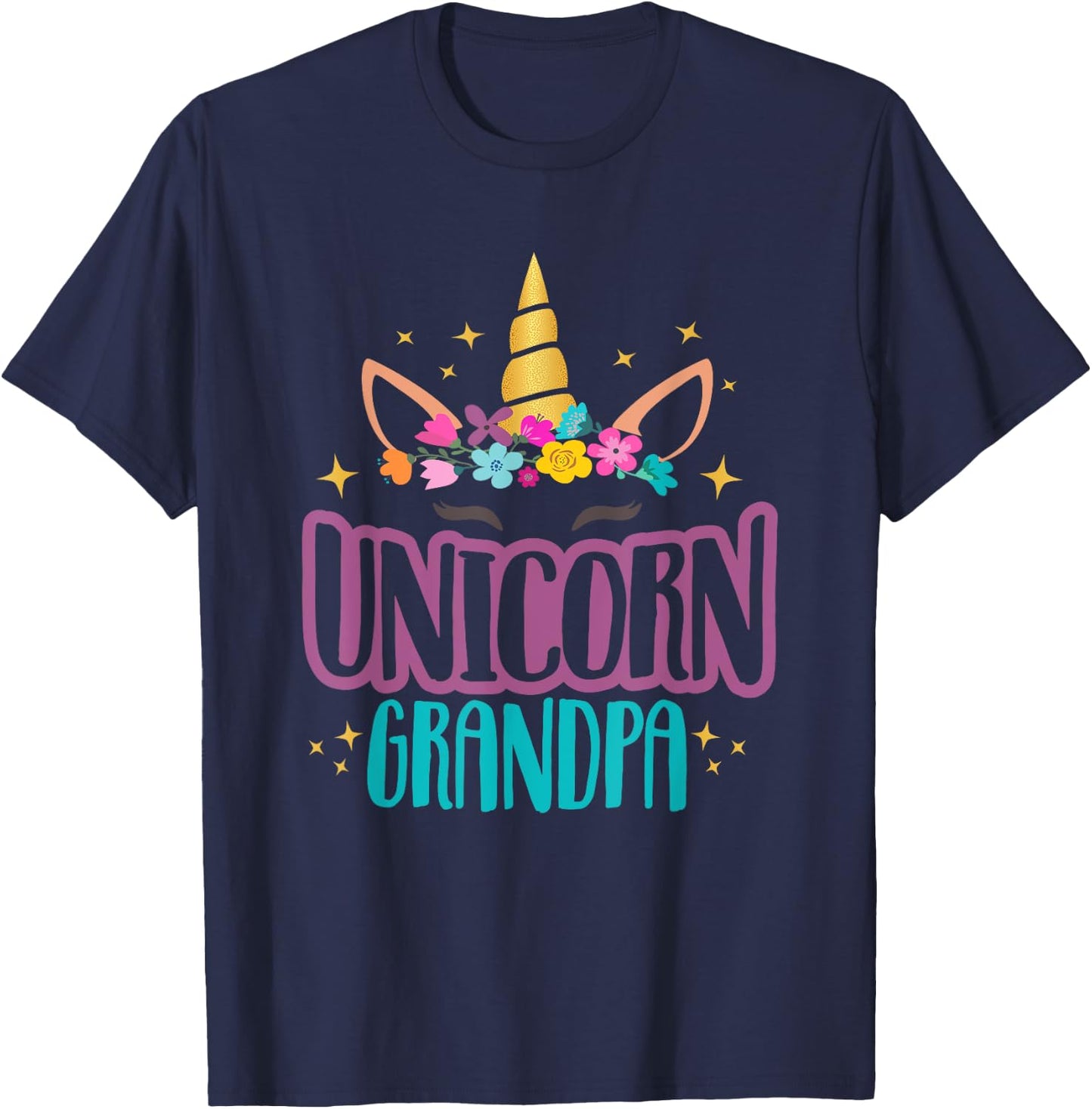 Unicorn Grandpa Unicorns Birthday Party Grandpacorn Matching T-Shirt - T-Shirt | Navy