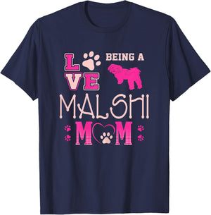 Love Being Malshi Mom Gift T-Shirt - T-Shirt | Navy