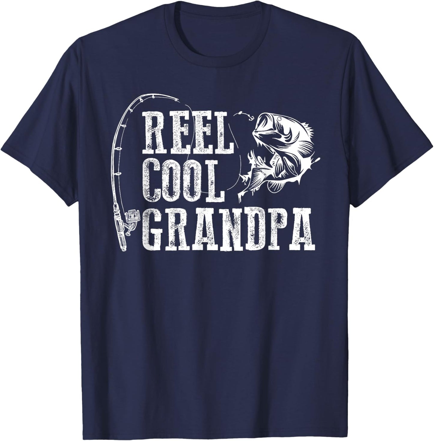 Grandpa Fishing: Reel Cool Grandpa T-Shirt - T-Shirt | Navy