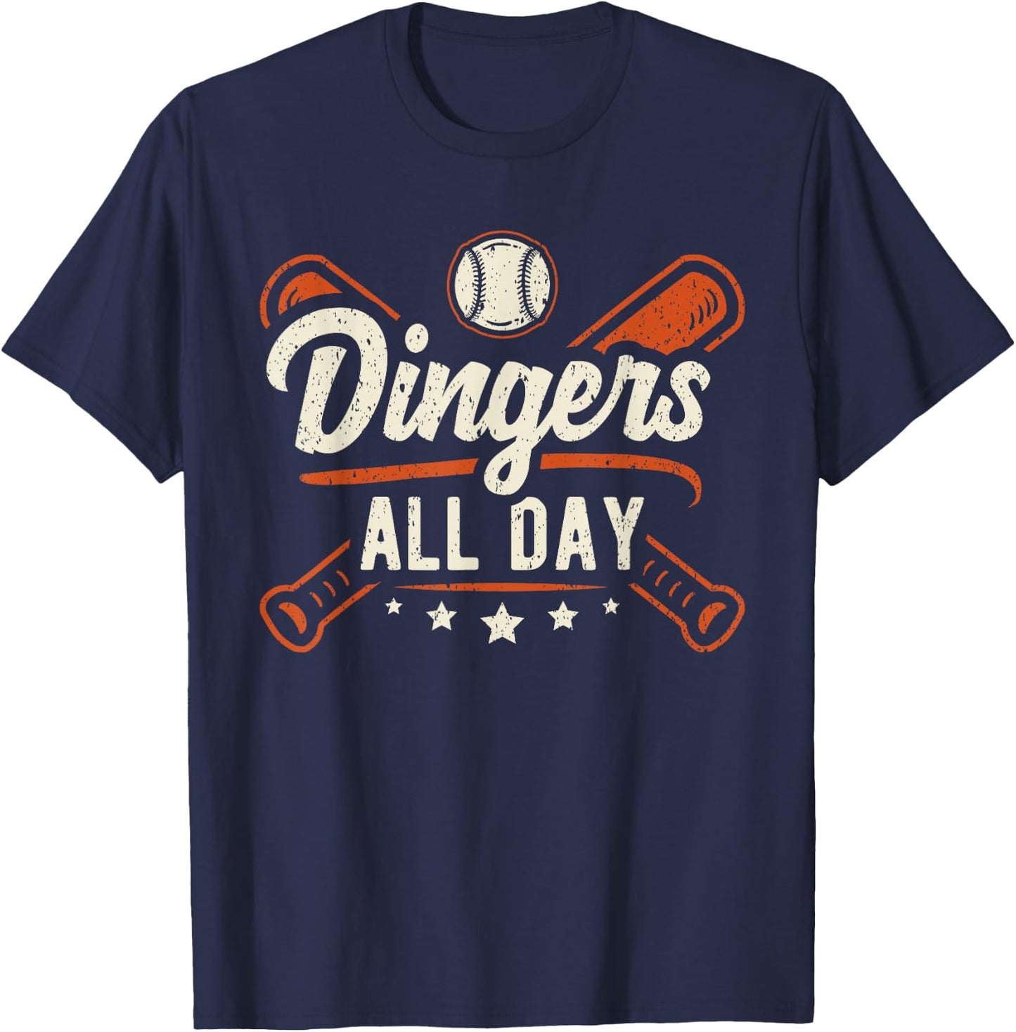 Home Runs Dingers All Day Baseball Home Run Dinger T-Shirt - T-Shirt | Navy