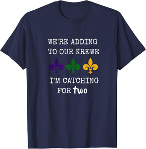 Mardi Gras We Got the Baby Krewe Pregnancy Announcement T-Shirt - T-Shirt | Navy