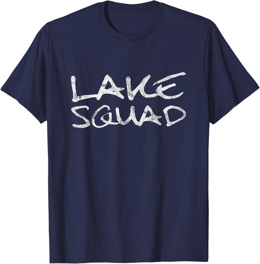 Lake Squad Shirt | Lake Bum Shirt | Camping Boating Gift T-Shirt - T-Shirt | Navy