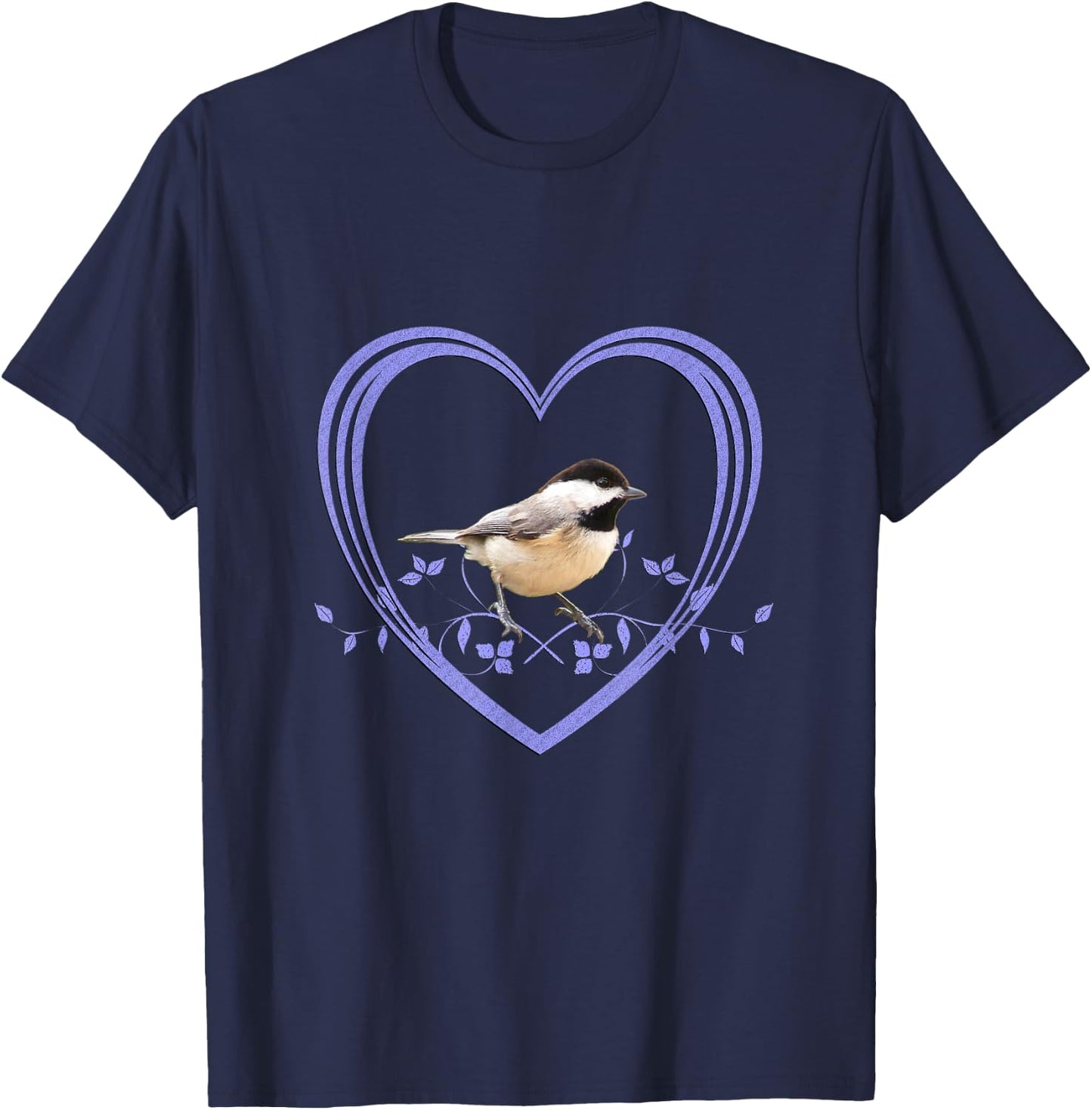 Pretty Chickadee In Heart T-Shirt - T-Shirt | Navy