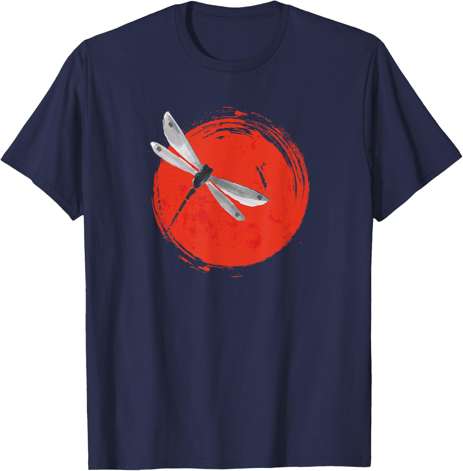Zen Circle Japanese Dragonfly Sun Yoga T-Shirt - T-Shirt | Navy