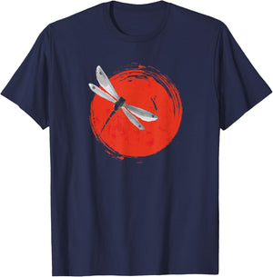 Zen Circle Japanese Dragonfly Sun Yoga T-Shirt - T-Shirt | Navy