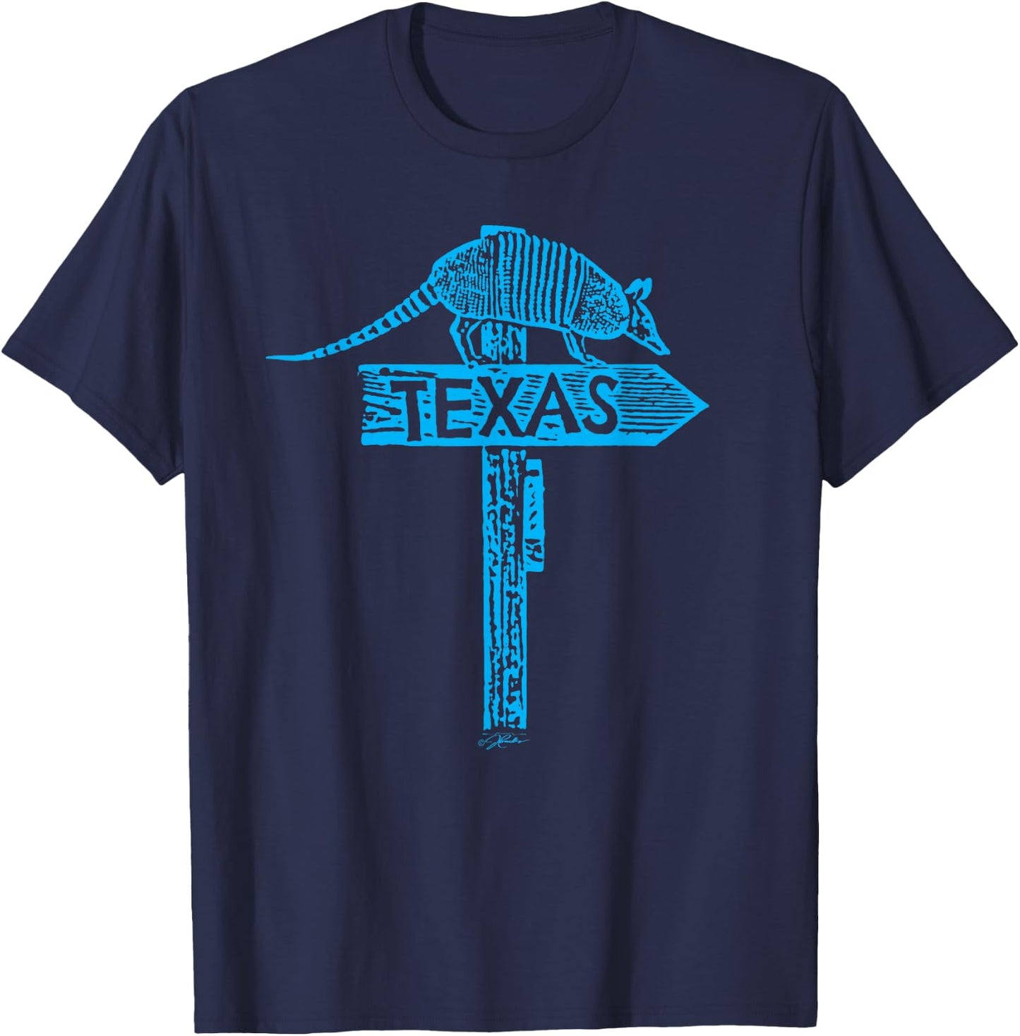 JCombs: Armadillo Texas Sign T-Shirt - T-Shirt | Navy