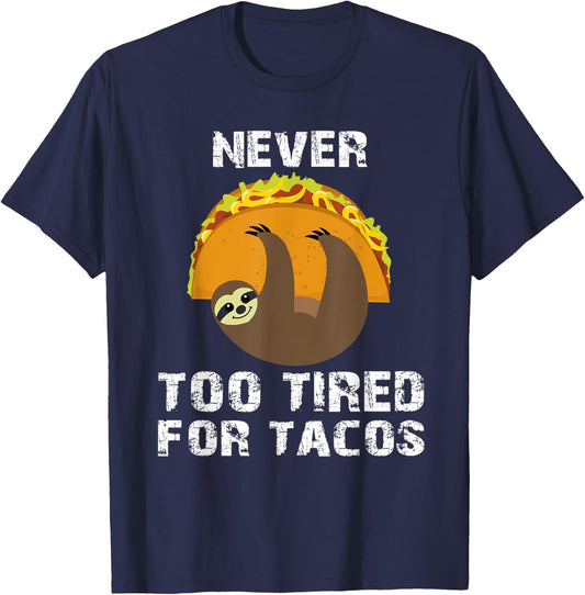Sloth Cinco De Mayo Funny Taco Women Dad Mexico Taco Pun T-Shirt - T-Shirt | Navy