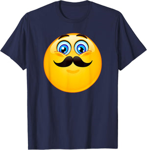 Trendy Classic Mustache Emoji T-Shirt - T-Shirt | Navy