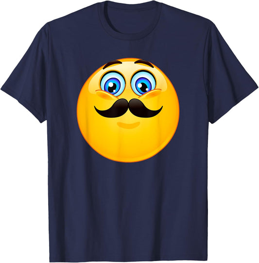 Trendy Classic Mustache Emoji T-Shirt - T-Shirt | Navy