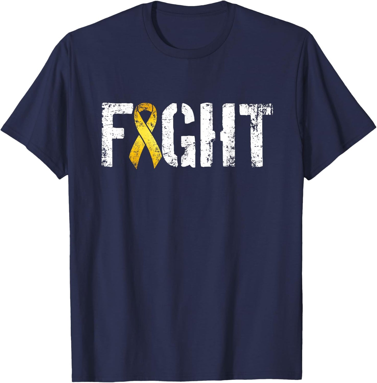 Fight Childhood Cancer Military Style Awareness Ribbon T-Shirt - T-Shirt | Navy