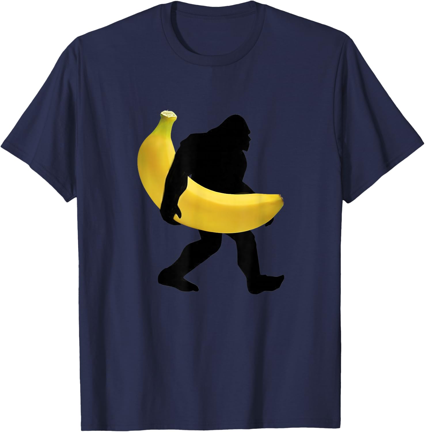 Bigfoot Carrying Banana Fruit Shirt Vegan SasQuatch Gorilla T-Shirt - T-Shirt | Navy