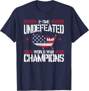 Undefeated 2 Time World War Champions T Shirt 4th July T-Shirt - T-Shirt | Navy