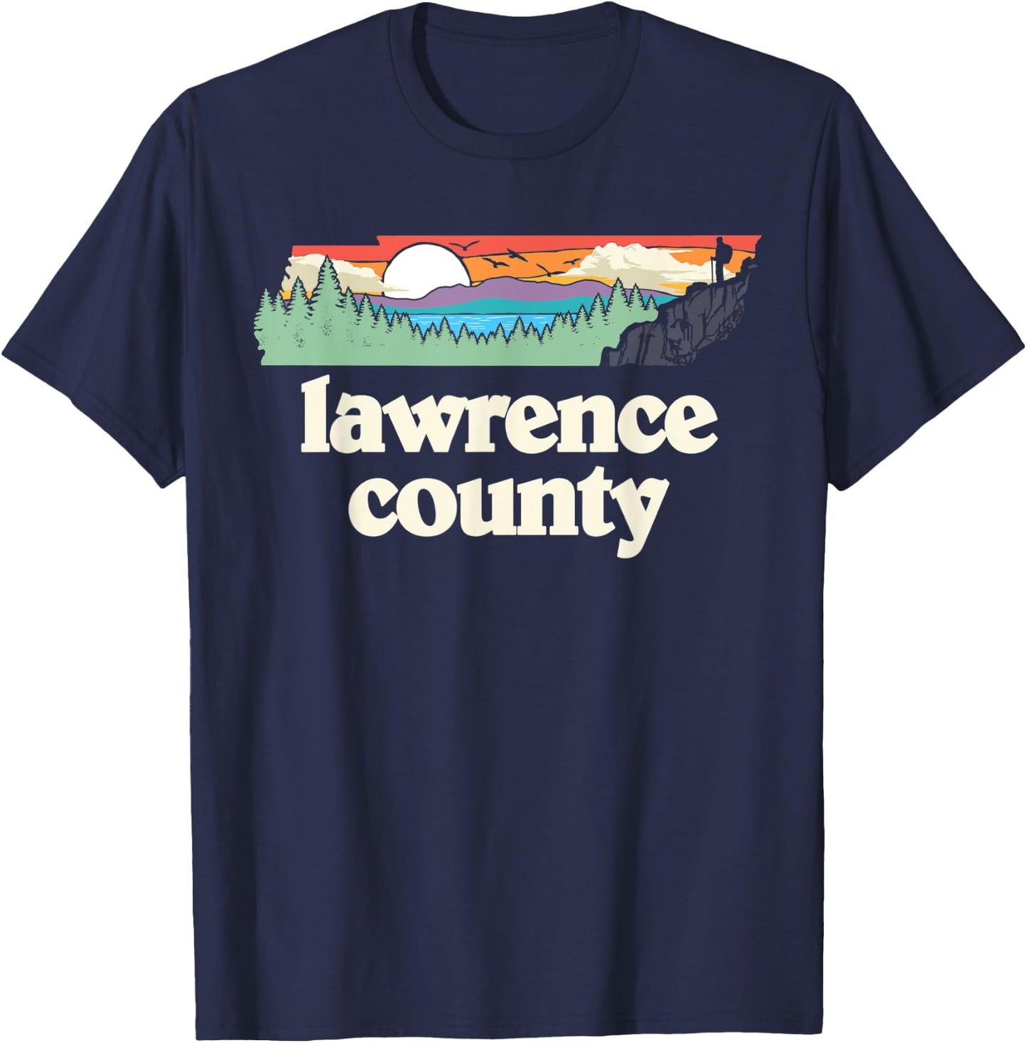 Lawrence County Tennessee Outdoors Retro Nature Graphic T-Shirt - T-Shirt | Navy